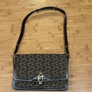 Celine Black and Brown Monogram Shoulder Bag